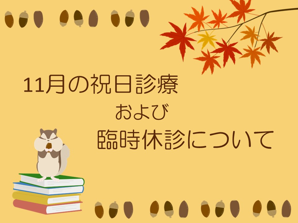 11月の祝日診療および臨時休診について